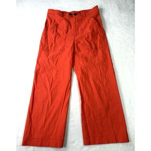 Maeve Anthropologie Wide Leg Pants Women's 14 Orange Linen Blend Boho Preppy